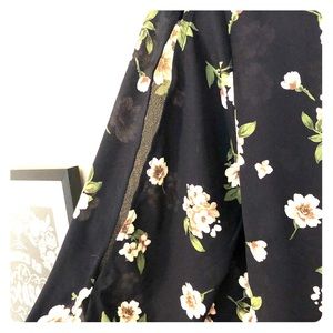 Navy floral split sleeve blouse